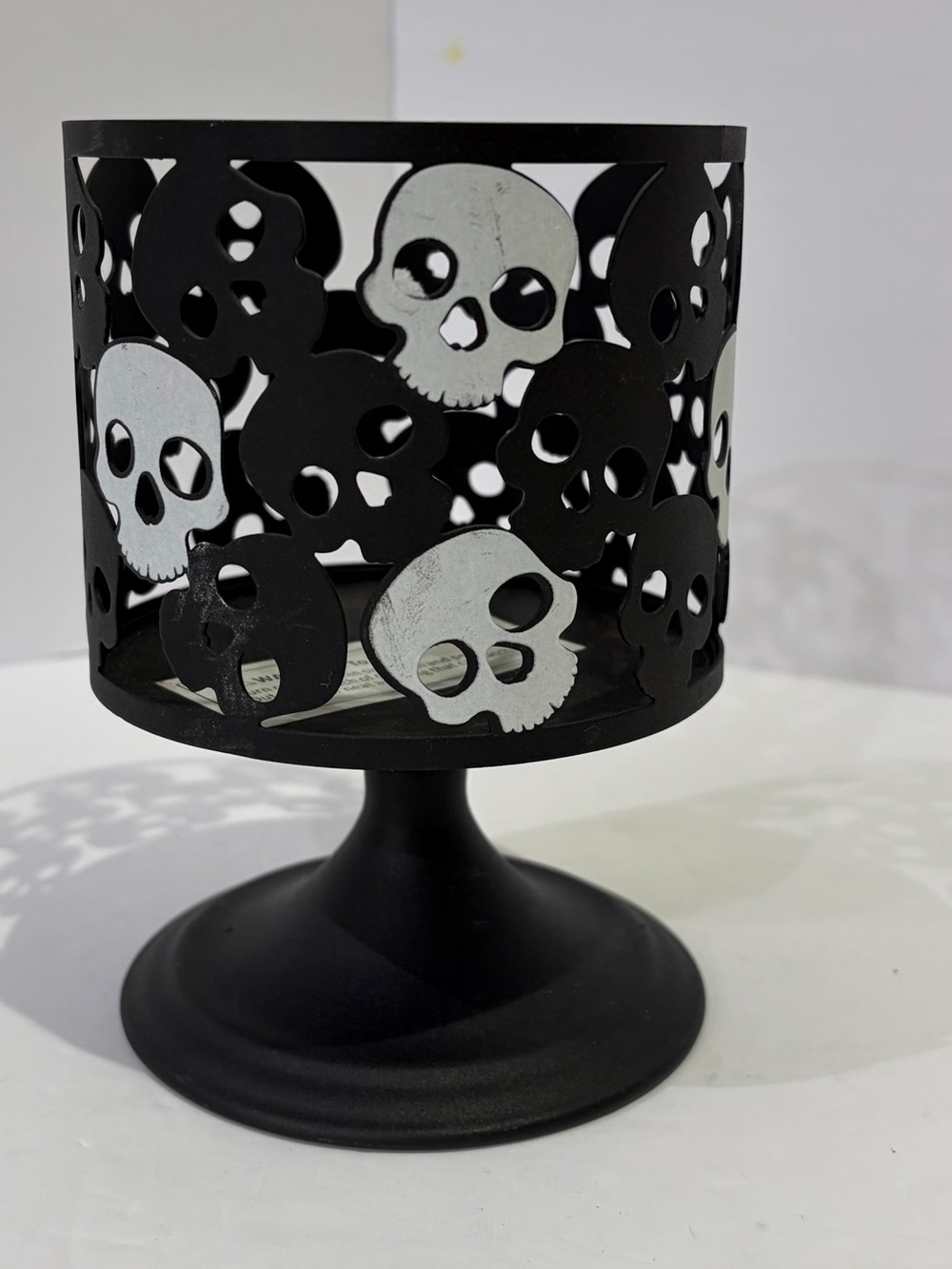 Halloween Skull Cutout Metal 3 Wick Candle Holder